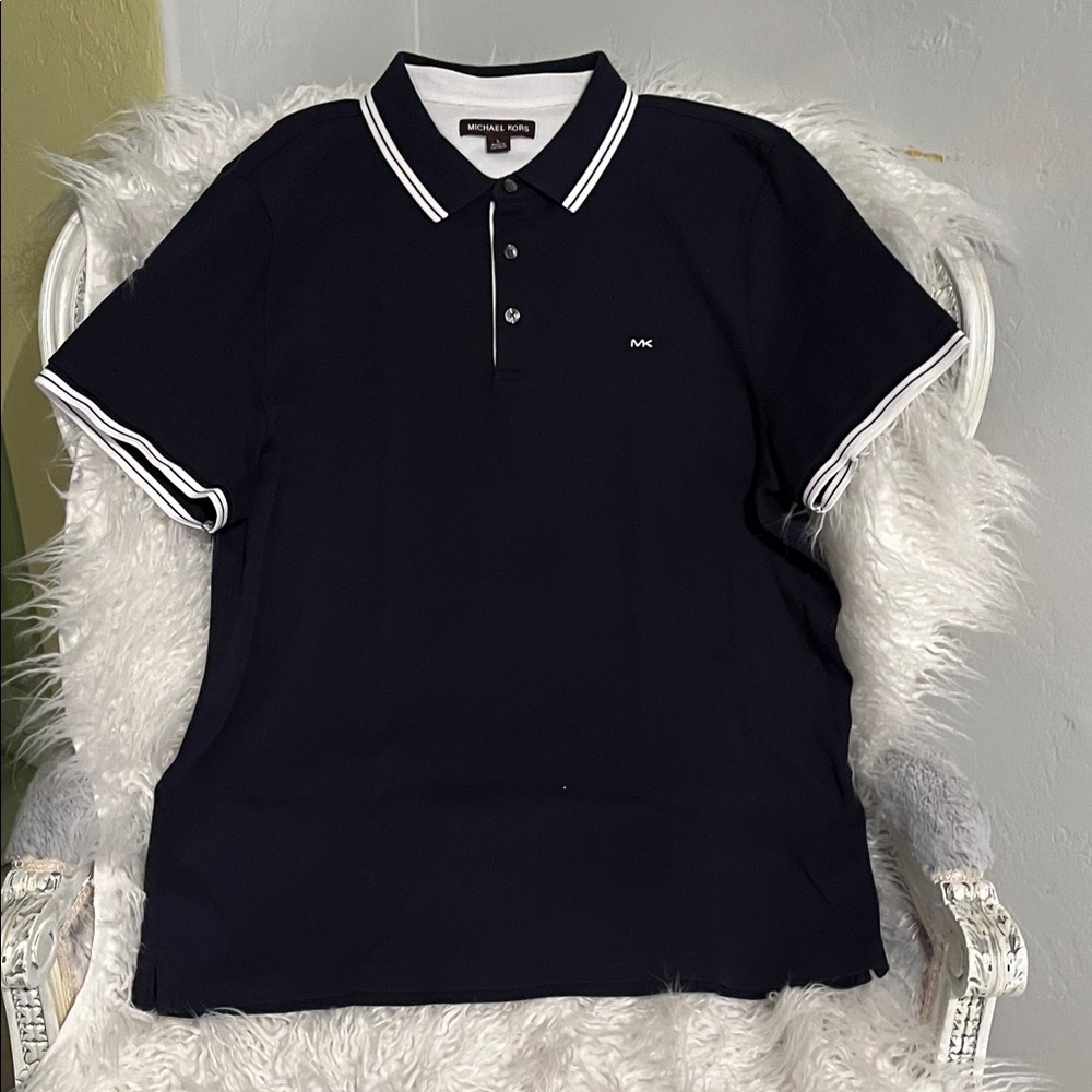 Michael Kors Navy Polo with White Trim